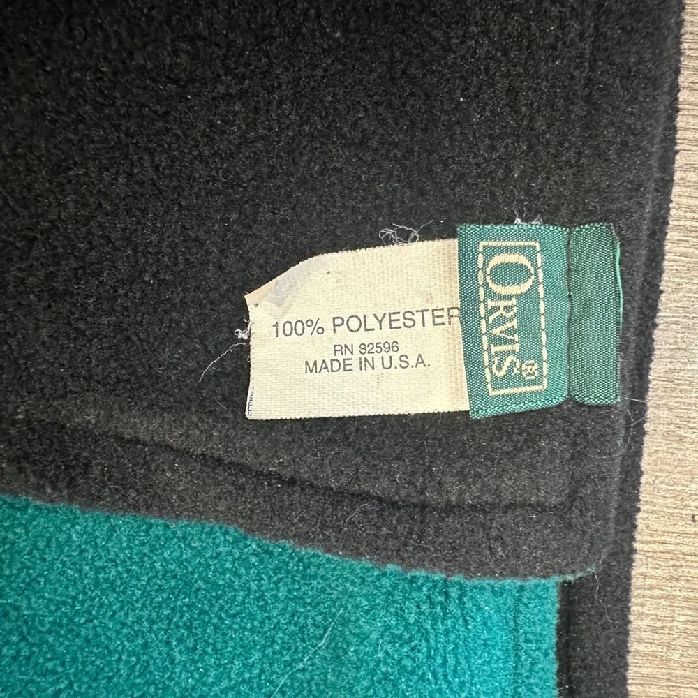 Orvis Fleece Hooded Scarf Teal Black Reversible‎ Balaclava Made in USA Vintage